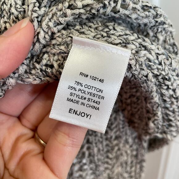 Michael Stars Lace up Sweater Cotton Open Knit Gray Marled Cozy Vneck Oversize S - Picture 4 of 5
